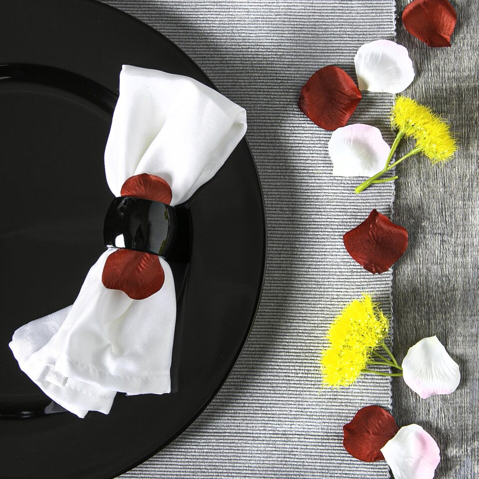 image 1 of Argon Tableware Metallic Napkin Rings - 4.5cm - Black - Pack of 6 | Black | Black