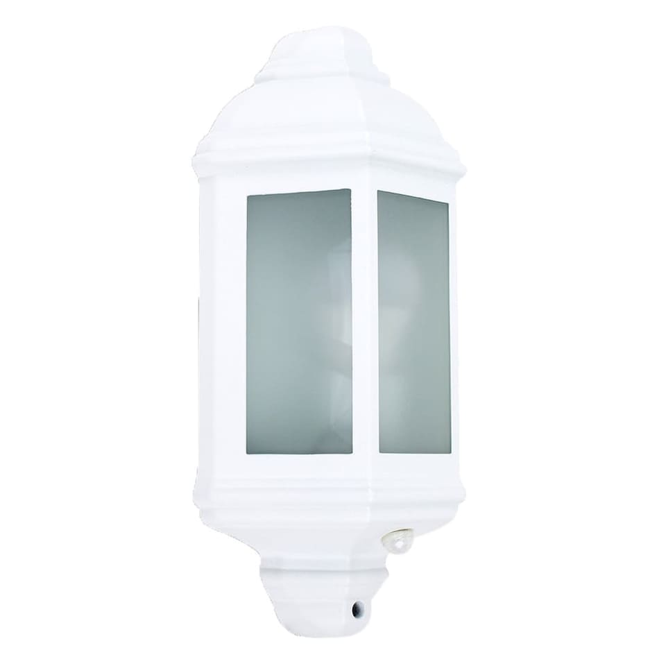 image 1 of ValueLights Kayleigh White PIR Motion Sensor Outdoor Wall Light & Warm White LED Bulb | White