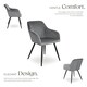 image 3 of Dining Chair Marilyn - with armrests, padded, velvet look, black steel legs - per piece Grey | Grey/Black