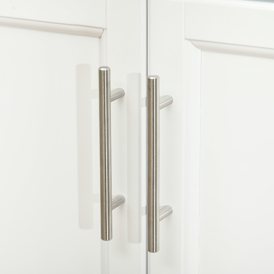 image 1 of HOMCOM Wooden Kitchen Island on Wheels, Serving Cart Storage Trolley with Stainless Steel Top, Drawer, Side Handle and Rack, White