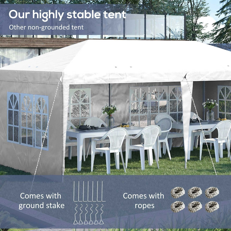 image 1 of Outsunny 3 x 6m Heavy Duty Gazebo Marquee Party Tent with Storage Bag Black