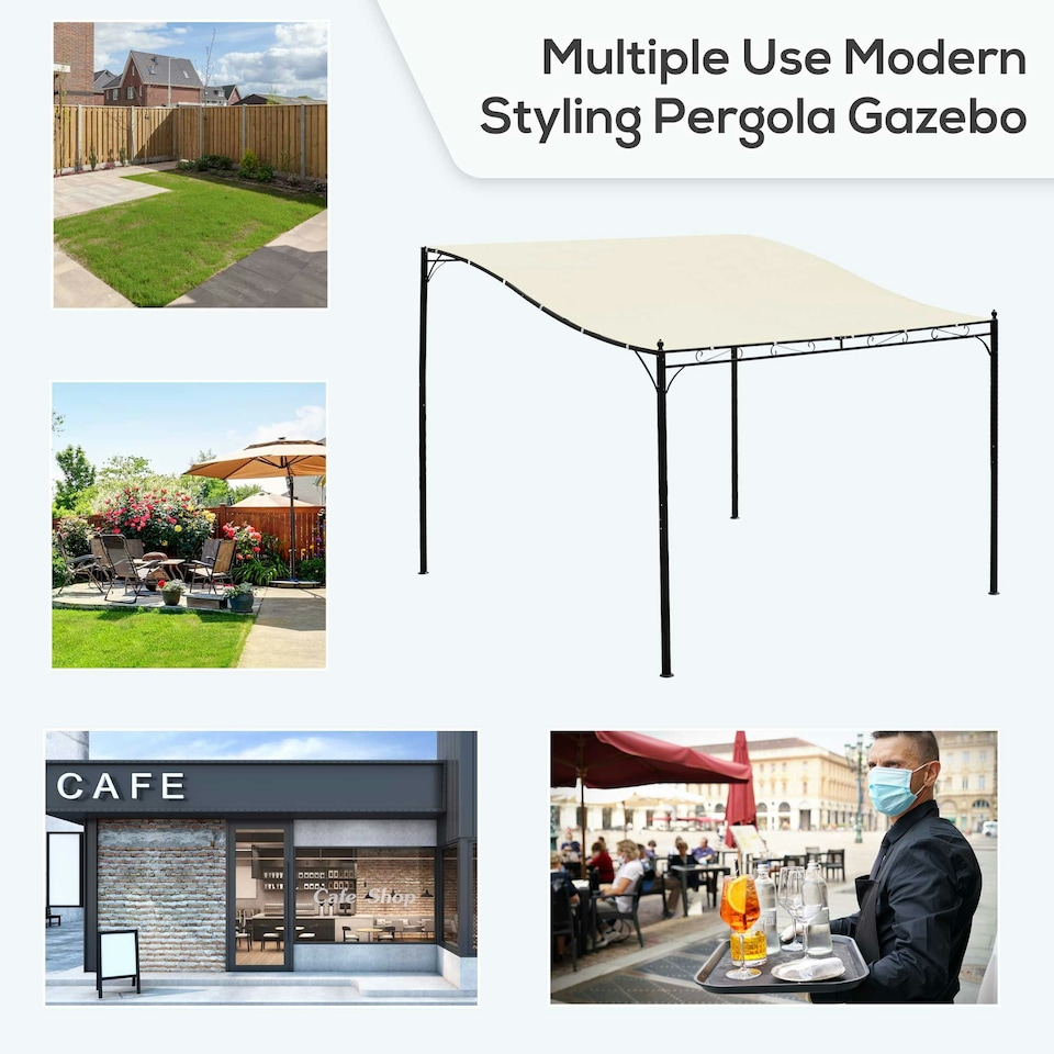 image 1 of Outsunny 3 x 3M Wall Mounted Awning Free Stand Canopy Shade Garden Porch Pergola