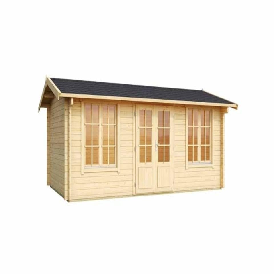 image 1 of Pembrokeshire 53-Log Cabin, Wooden Garden Room, Timber Summerhouse, Home Office - L540 x W345.8 x H239.4 cm Brown