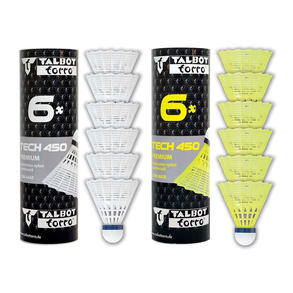 image 1 of Talbot-Torro Tech 450 Premium Medium Nylon Shuttlecocks, 6-Pack (White) | Multi | White | 0.1KILOGRAMS