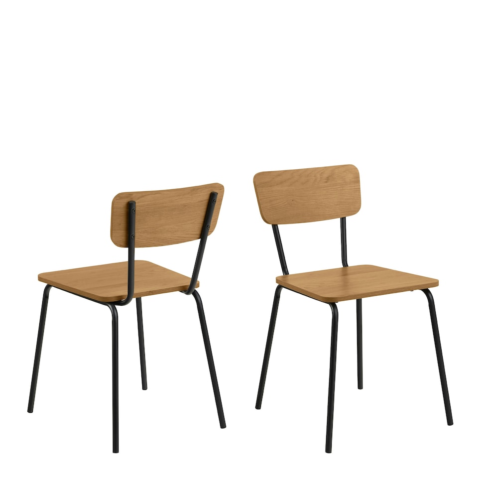 image 1 of Peru Dining Chair in Steel and Oak Set of 2