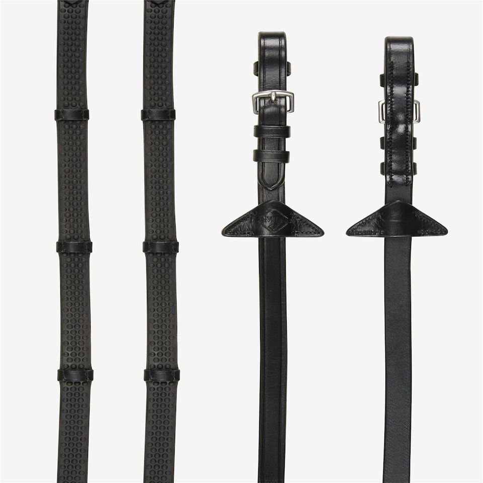 image 1 of LeMieux Soft Rubber Reins with Stoppers Black | Cob