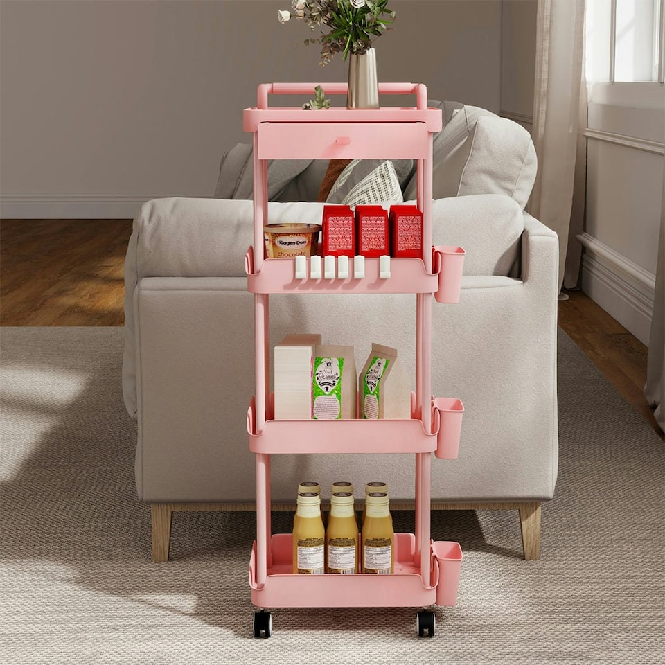 image 1 of Levede Rolling Kitchen Cart Island Portable Serving Trolley Beauty Storage Rack