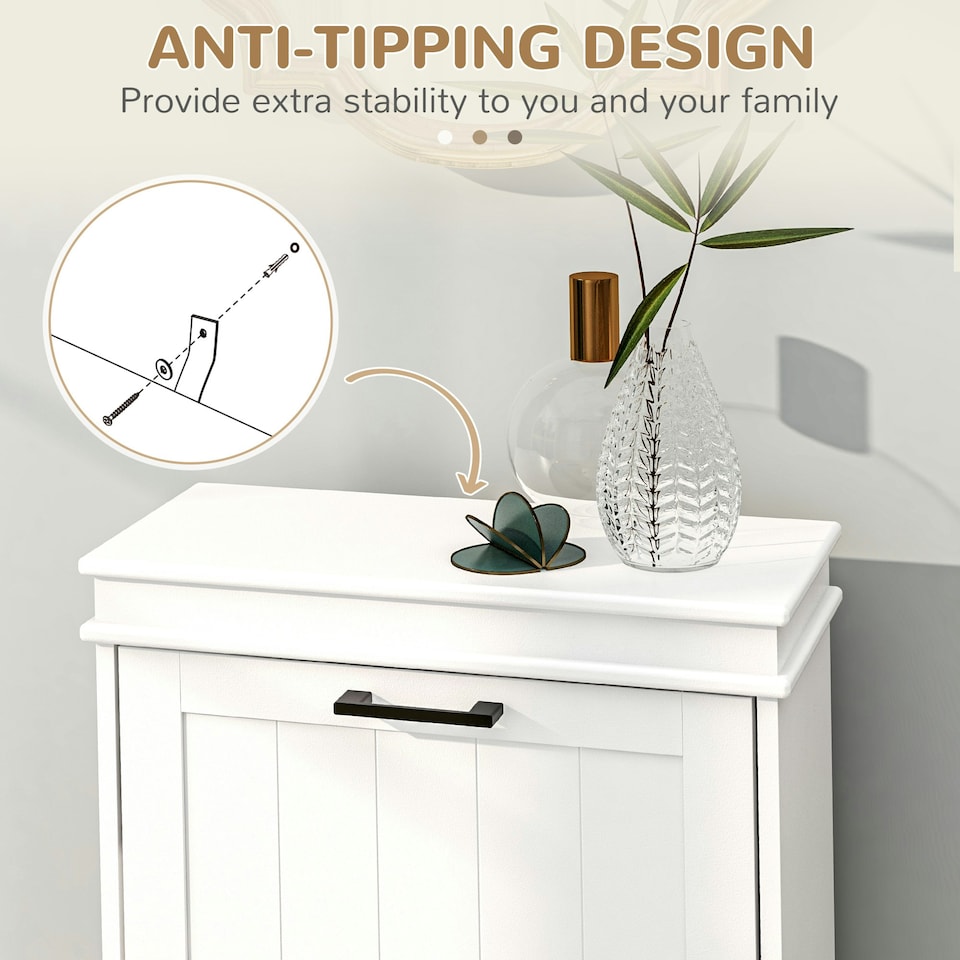 image 1 of HOMCOM Slim Shoe Storage Cabinet with 2 Flip Drawers for Entryway, White