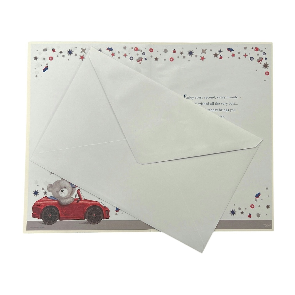image 1 of Age 21 Teddy In Red Car Design Birthday Card