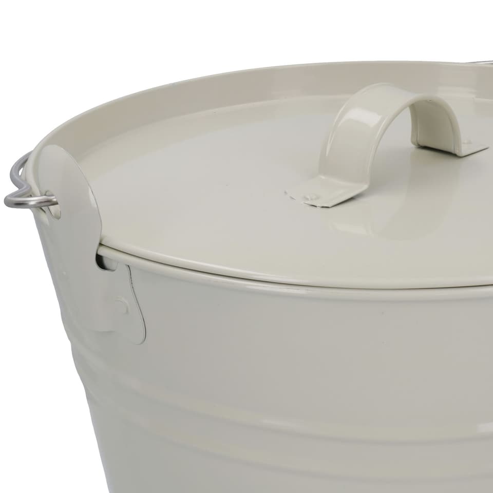 image 1 of Cream Coal Bucket With Lid & 5" Shovel Metal Ash Tidy Bin Coal Fire Log Burner