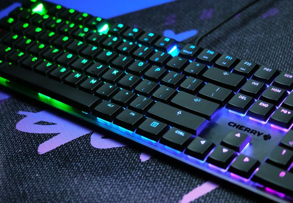 image 1 of MX 10.0N RGB, Flat Mechanical Gaming Keyboard, UK Layout (QWERTY), Wired, Original MX LOW PROFILE RGB SPEED Switches, Black