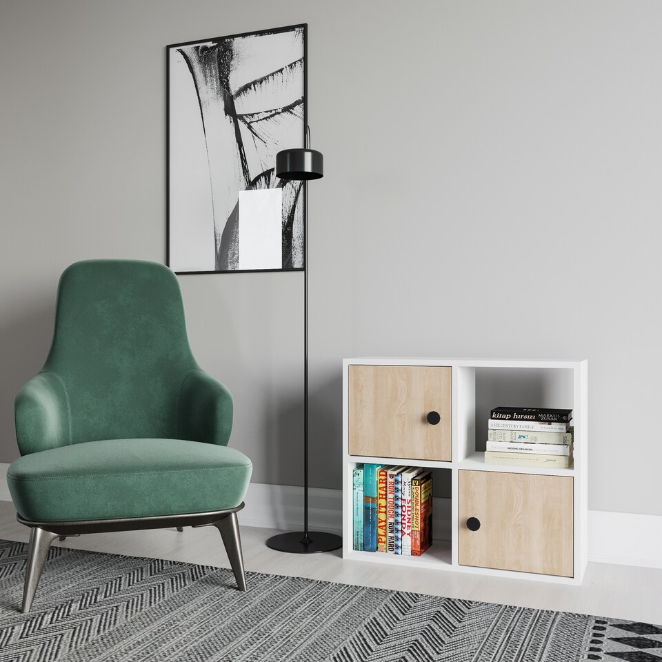 image 1 of Decorotika Tuttle 2-tier and 2 Cabinets Bookcase