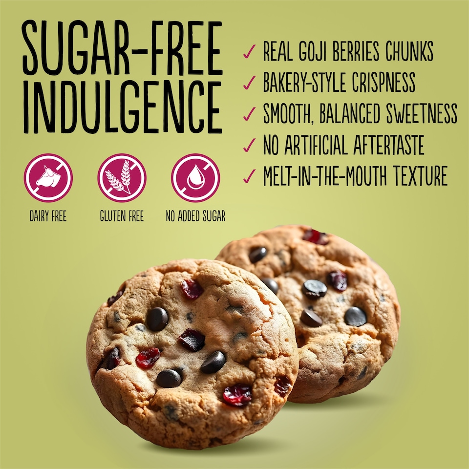 image 1 of Diablo No Added Sugar Chocolate Chip and Goji Berry Cookies 135g