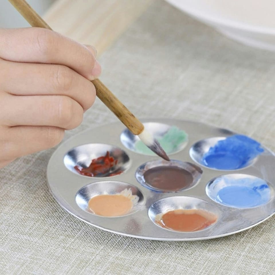 image 1 of 13.5 x 9cm Aluminium Painting 6 Well Paint Palette