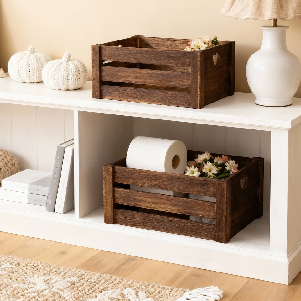 image 1 of Wickerfield Brown Lovely Wooden Crate Storage Box
