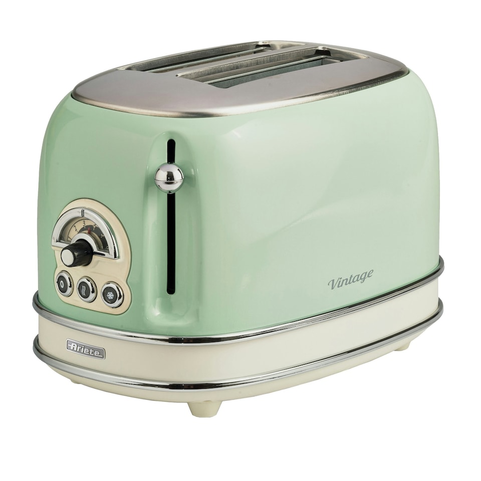 image 1 of Ariete 0155/14 Vintage Retro 2 Slice Toaster, Defrost & Reheat, Green