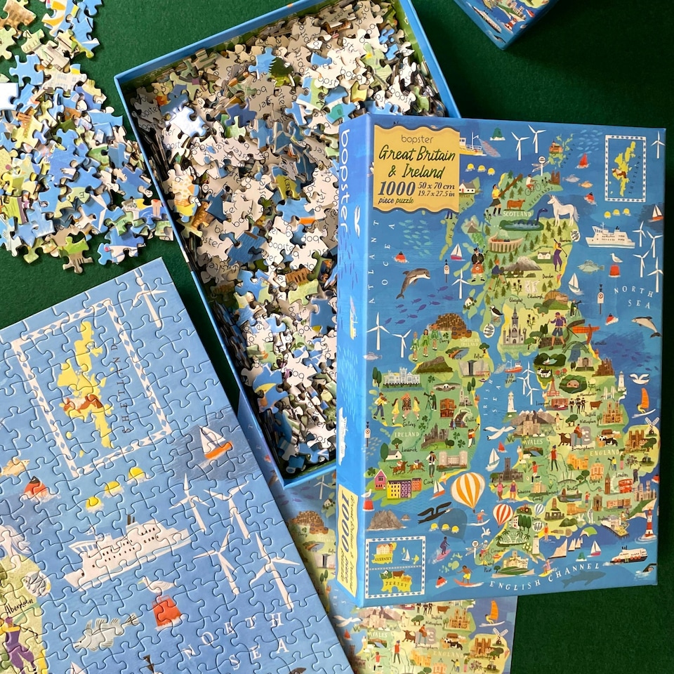 image 1 of bopster Great Britain & Ireland Map Jigsaw Puzzle Illustrated - 1000pcs