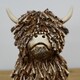 image 8 of Highland Cow Twig Sitting Ornament 18cm Brown