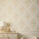 image 2 of Jasmine Damask Wallpaper in Ivory Silver Shimmer White