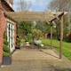 image 1 of Wall Mounted Garden Pergola and Decking Kit - Wood - L480 x W480 cm - Rustic Brown