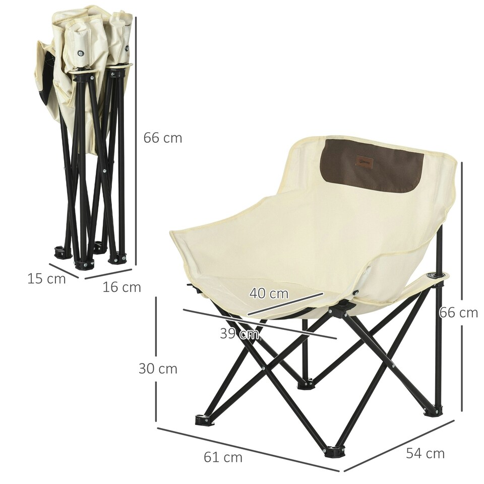 image 1 of Outsunny Folding Camping Chair with Carrying Bag and Storage Pocket, Black