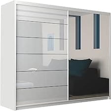 Stylish 200cm Bedroom Wardrobe with Sleek Design & Space-Saving Sliding Doors White | White200cm