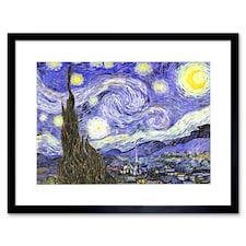 Vincent Van Gogh Starry Night Old Master Painting 12x16" Framed Wall Art Print