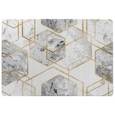 geometric marble pattern with gold glitter (Rug) Grey | Medium: 80x150cm