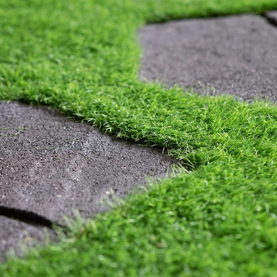 image 1 of Stepping Stones Rubber Path Walkway Stone Design - Grey - Pack of 4 | Grey | Grey | Pack of 4