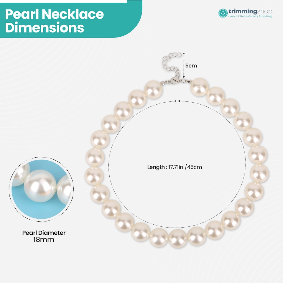 image 1 of 18mm White Faux Pearl Choker Necklace for Women