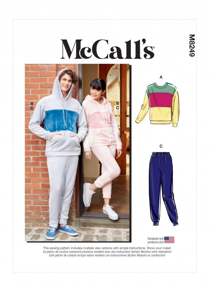 McCall's 8249 Paper Sewing Pattern – Women’s & Men’s Tops, Trousers, Hoodies & Sweaters, Sizes Xn (XL–XXL–XXXL ), Easy