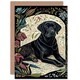 image 1 of Dog Lover Black Labrador Vintage Floral Pattern Animal Greeting Card