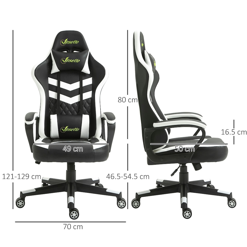 image 1 of Vinsetto Racing Gaming Chair w/ Lumbar Support, Gamer Office Chair, Black White
