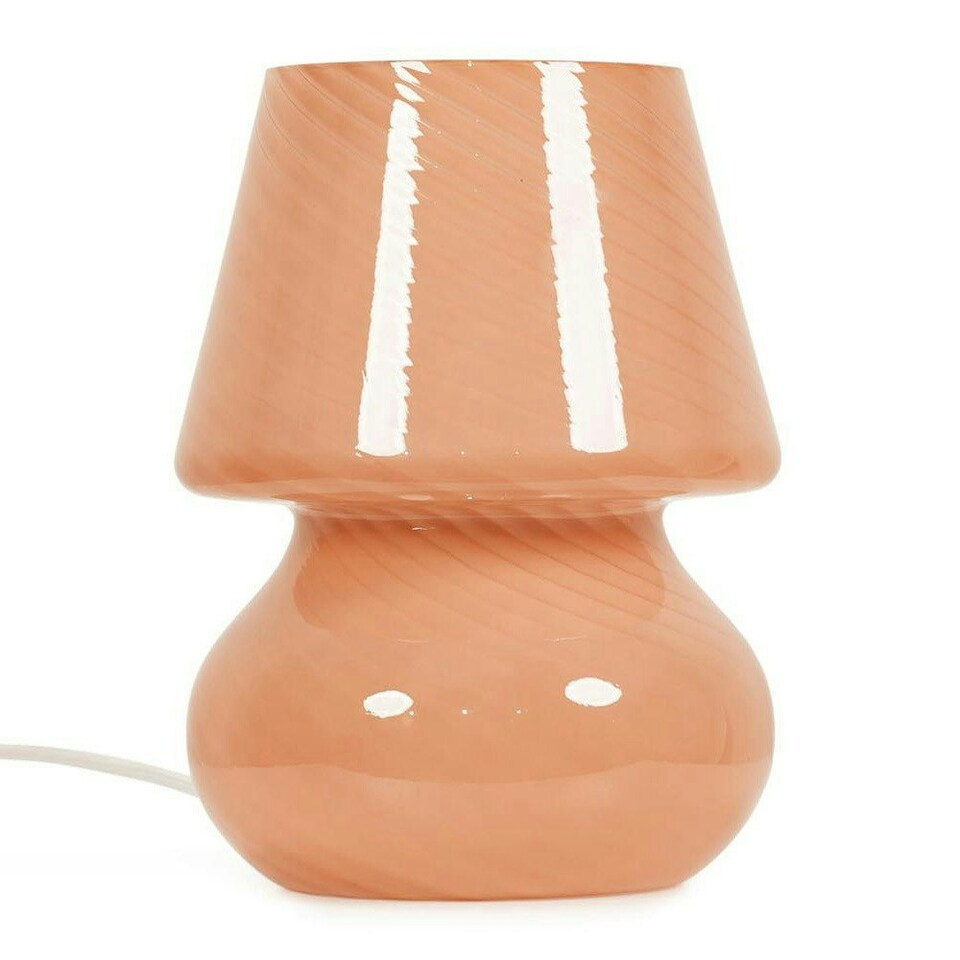 image 1 of ValueLights Beau Pin Stripe Peach Glass Table Lamp
