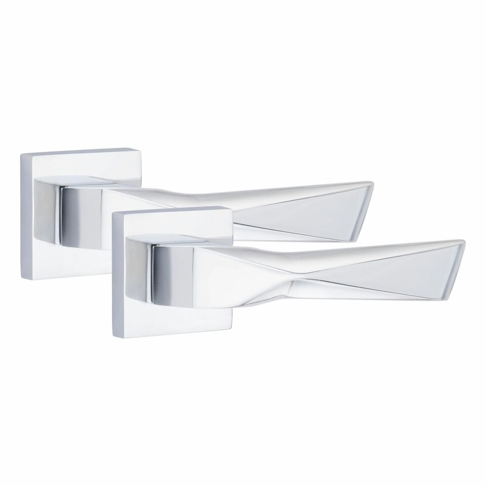image 1 of Golden Grace 6 Pairs Modern Aura Premium Design Door Handles on Square Rose in Polished Chrome Finish Chrome