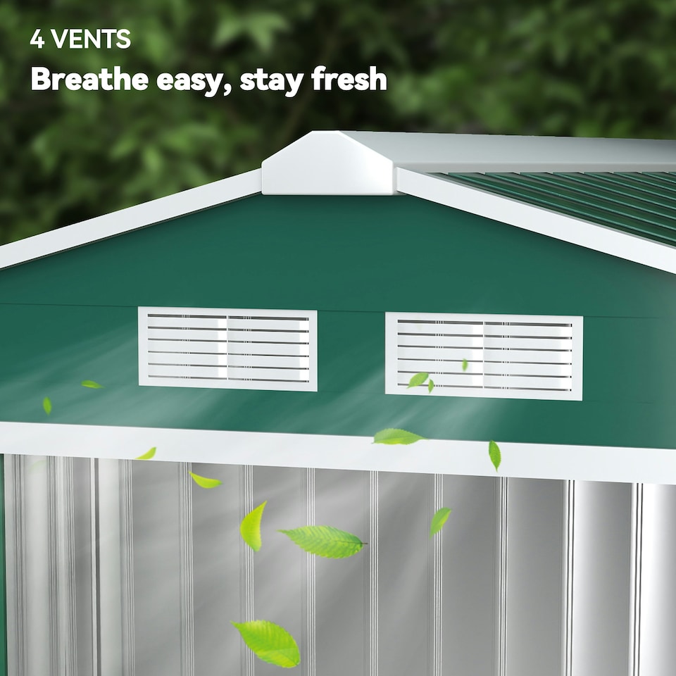 image 1 of Outsunny 7 x 4ft Garden Shed Storage with Foundation Kit and Vents, Green