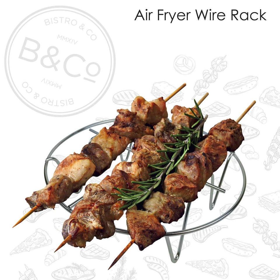 image 1 of PMS Air Fryer Rack with 3 Skewers, Silver