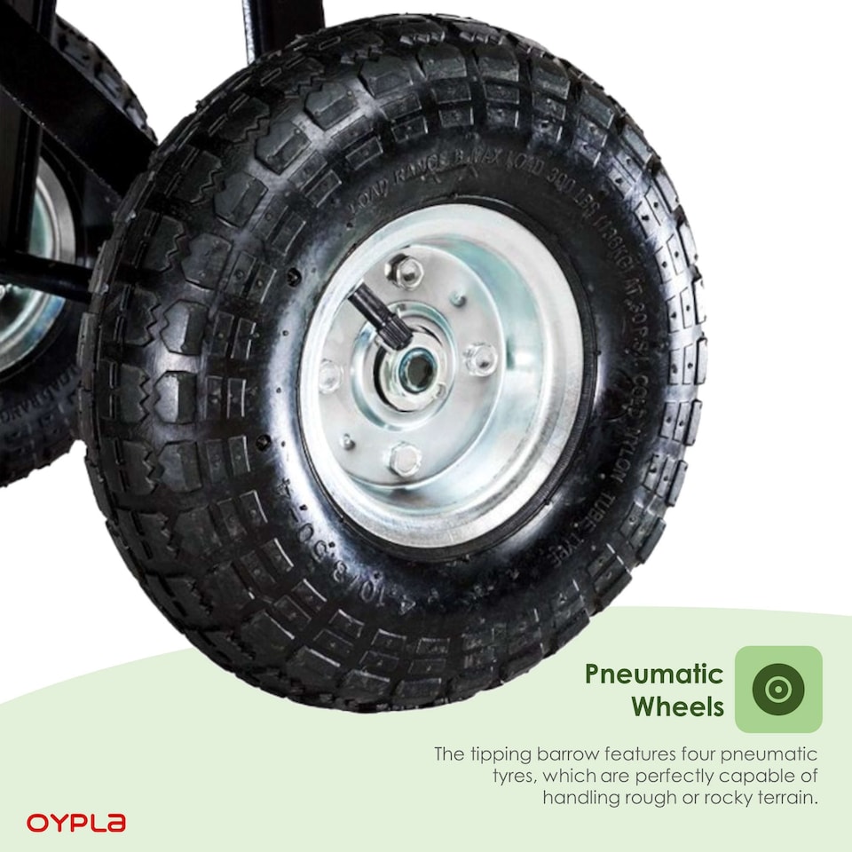 image 1 of Heavy Duty Green Garden Cart with Tipping Barrow Trolley