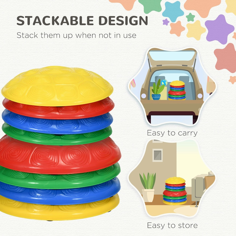 image 1 of ZONEKIZ 8PCs Balance River Stones w/ Non-Slip Mats for Ages 3-8 Years