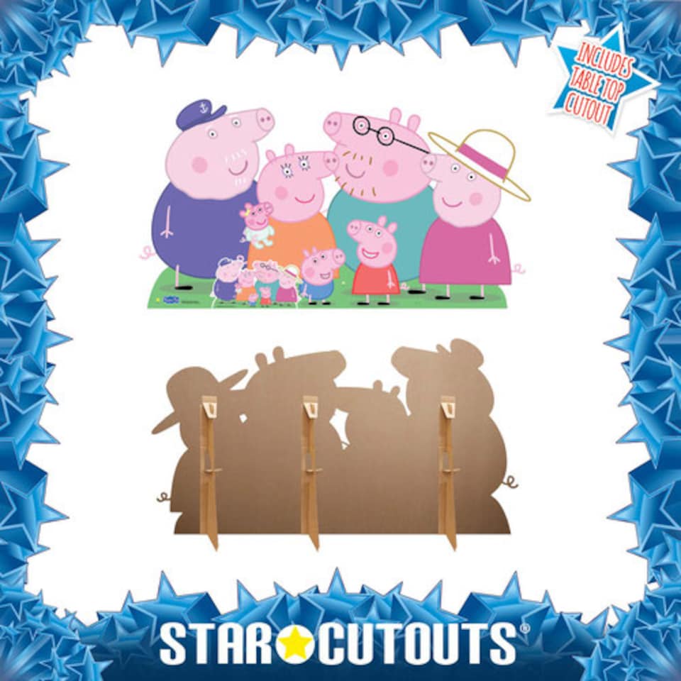 image 1 of Peppa| George| Mummy| Daddy| Grandpa| Granny and Baby Evie Pig Peppa Pig Family Group Lifesize Cardboard Cutout 91cm