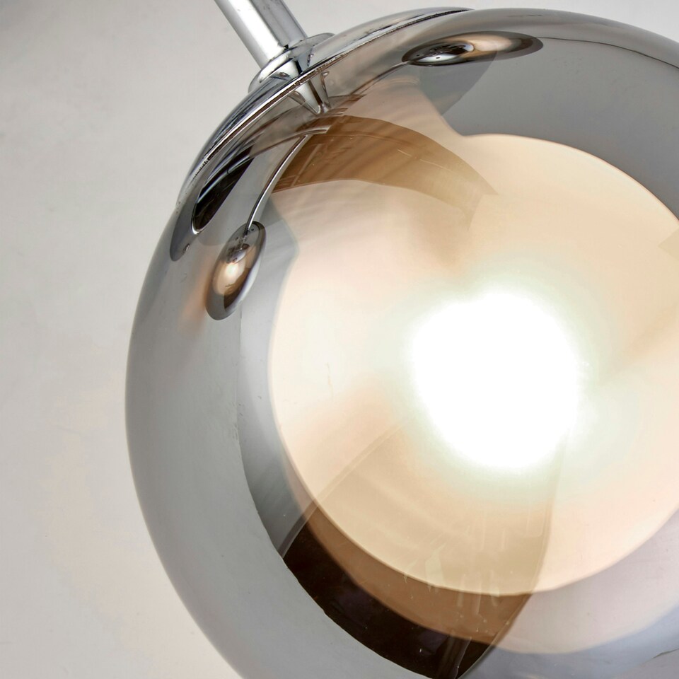 image 1 of 3LT CHROME CEILING WITH SMOKEY GLASS SHADE