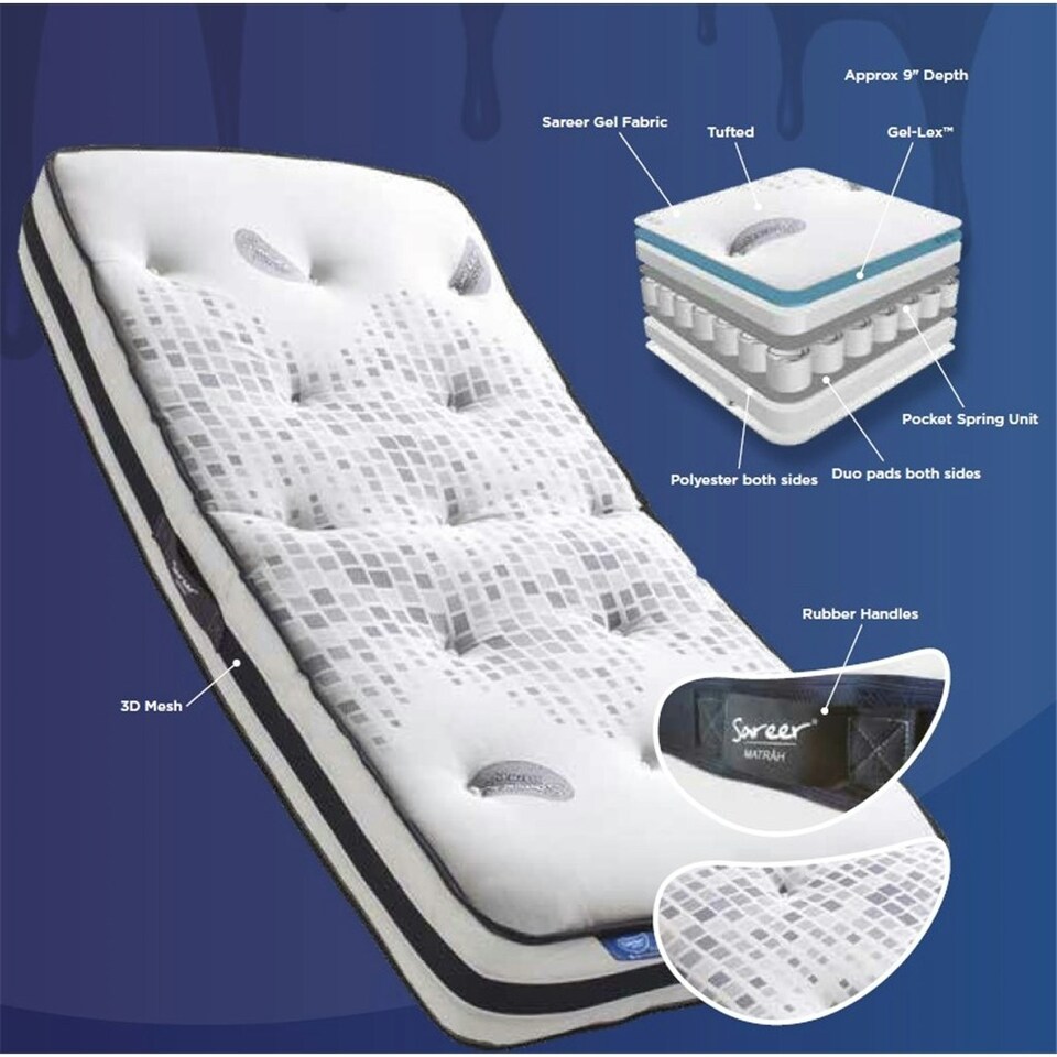 image 1 of 3ft Single Gel Pocket Sprung Memory Foam Mattress - (90cm)