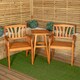image 1 of Outdoor Wooden Garden Slatted Side Table with 2 Chairs
