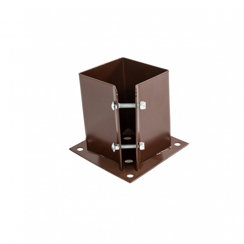image 1 of Oypla 4x Heavy Duty Bolt Down Fence Post Shoe Grip Holder - 100 x 100mm Brown