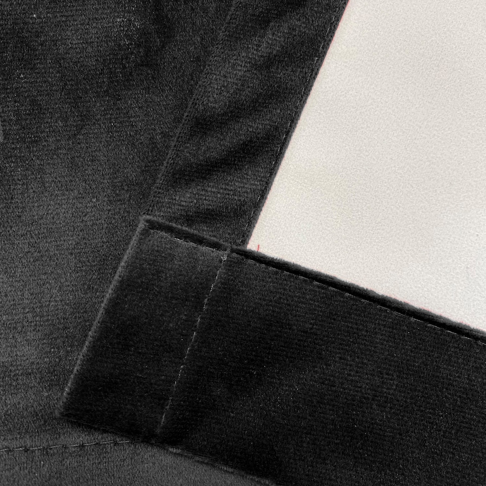 image 1 of Luxury Enhanced Living Black Velvet, Supersoft, 100% Blackout, Thermal Pair of Curtains with Eyelet Top - 90 x 72 inch (229x183cm)