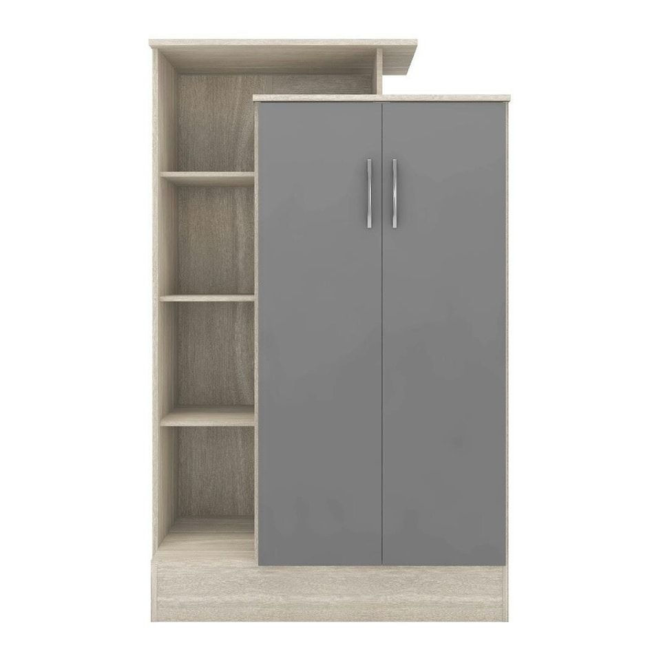 image 1 of Nevada Petite Open Shelf Wardrobe - L52 x W90 x H145 cm - White Gloss | White