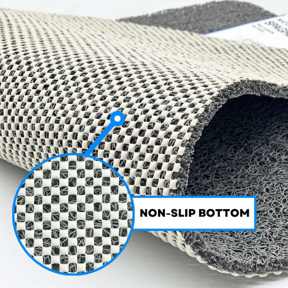 image 1 of Embossed Spaghetti Anti Slip Square Shower Mat - Paw - 53cm x 53cm | Grey | Grey | Square 53x53cm