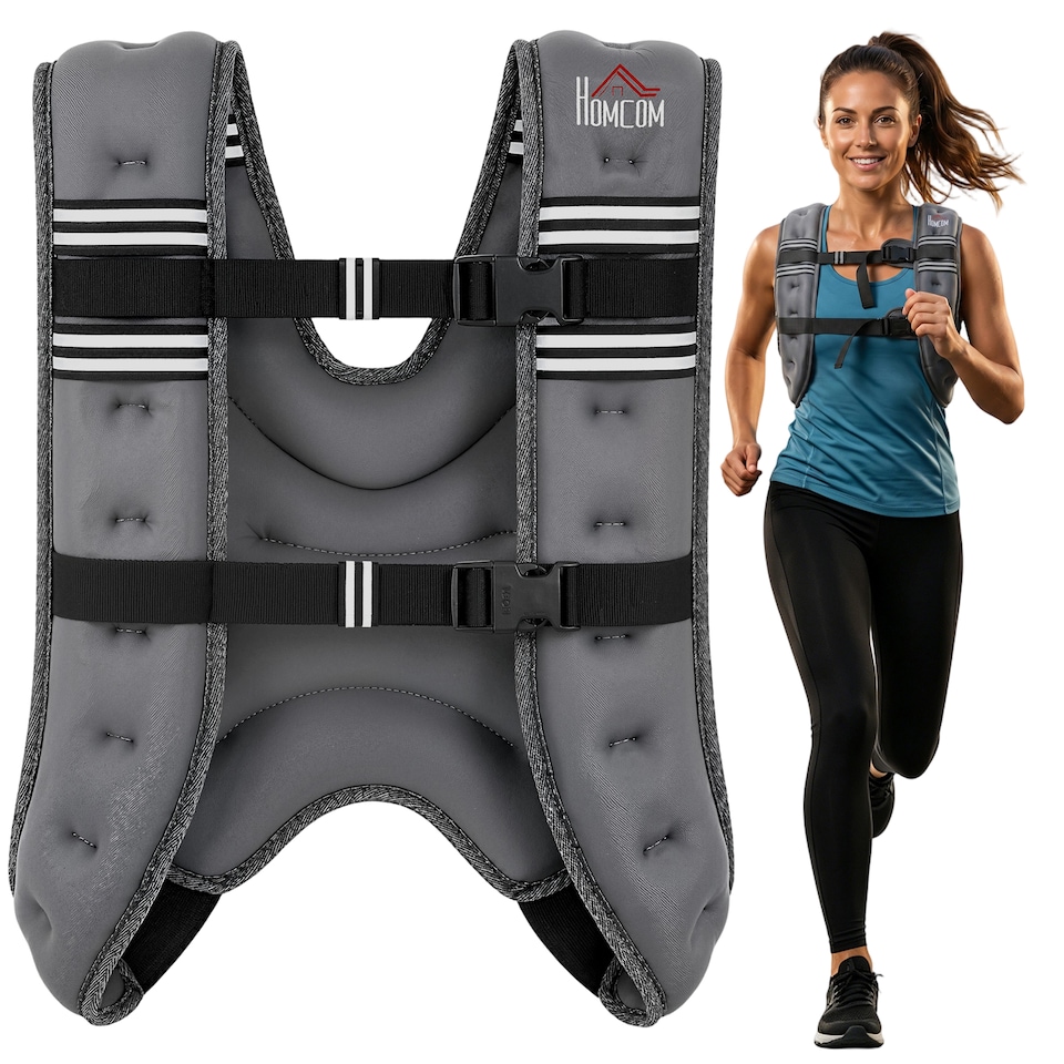image 1 of HOMCOM 8KG Weighted Vest with Adjustable Straps, Pocket, Reflective Strips
