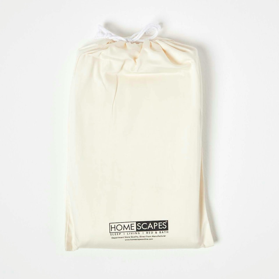 image 1 of Homescapes Cream Organic Cotton Fitted Cot Sheets 400 Thread Count, 2 Pack | Cream | One Size