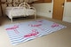 image 3 of Flamingo & Blue Geometric Lines Designer Rug | Multi